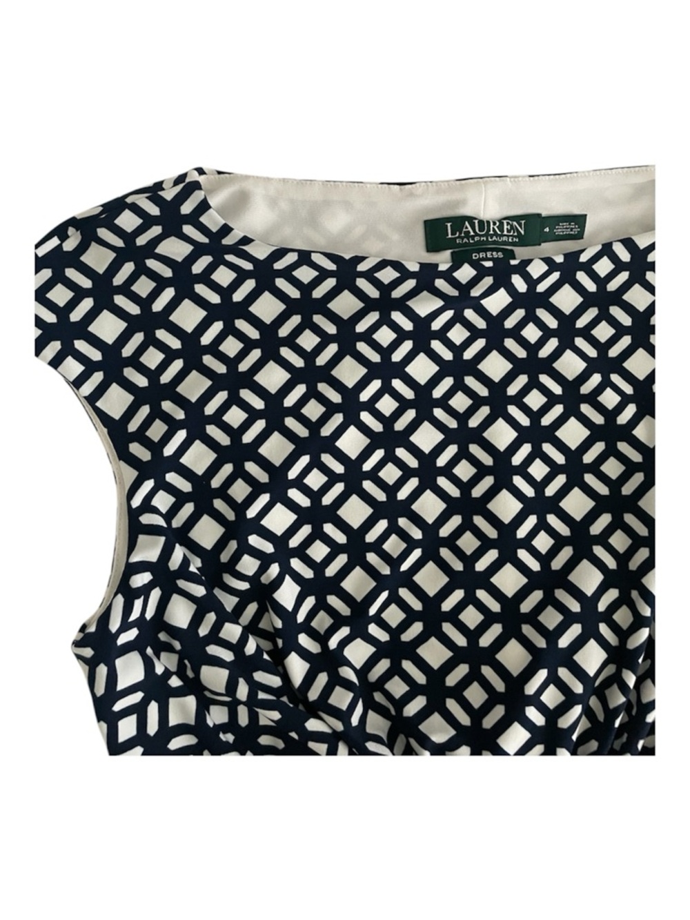 Ralph Lauren Black & White Knotted Waist Knit Stretchy Dress sz 4 - Picture 4 of 5